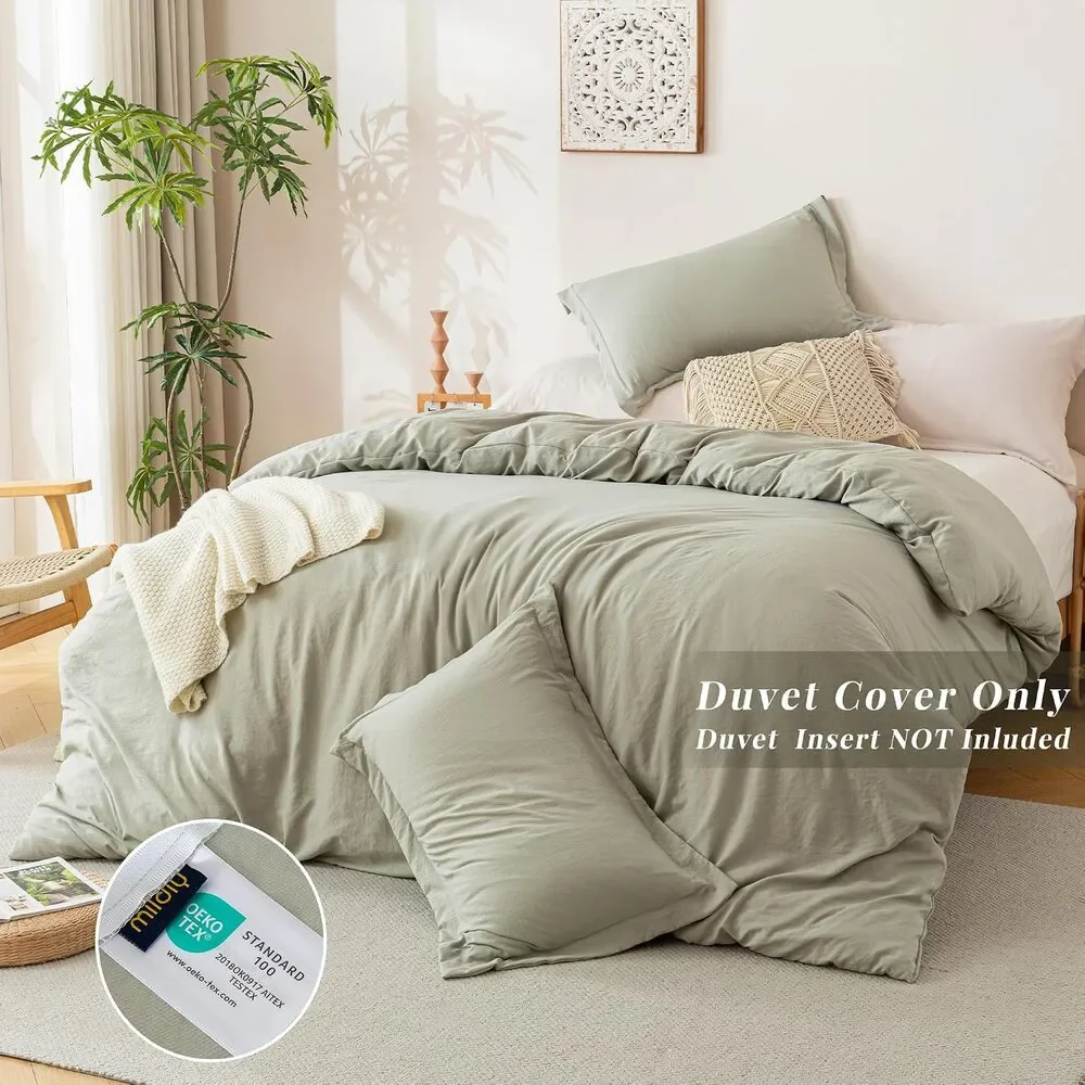 MILDLY Soft Duvet Cover - 100% Washed Microfiber October Mist Sage FULL 80X90